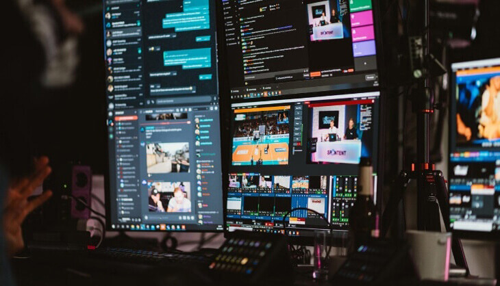 SPONTENT GmbH uses AnyDesk multiple screens showing sports content